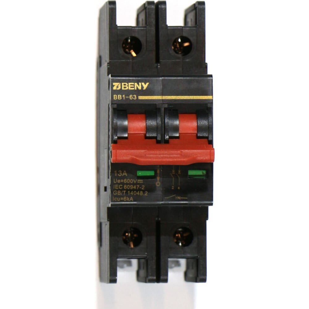 Автоматический выключатель постоянного тока ZJBeny 2П 13А В 600V характеристика В, BB1-63 2P 13 600V