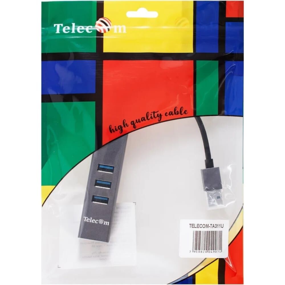 Переходник Telecom usb 3.0 - rj-45 1000mbps и 3хusb 3.0 aluminum shell 0.2m TA311U