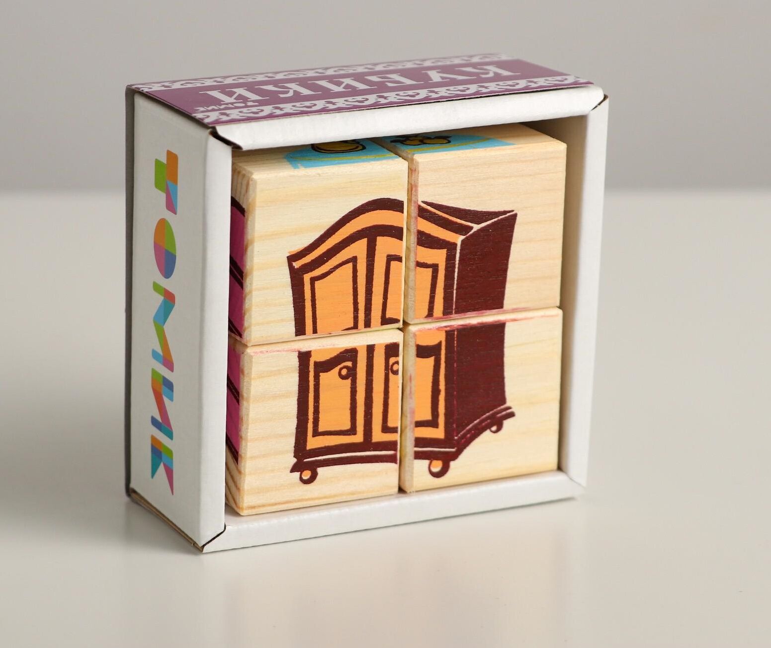 Деревянные кубики «Мебель» 4 элемента, Томик