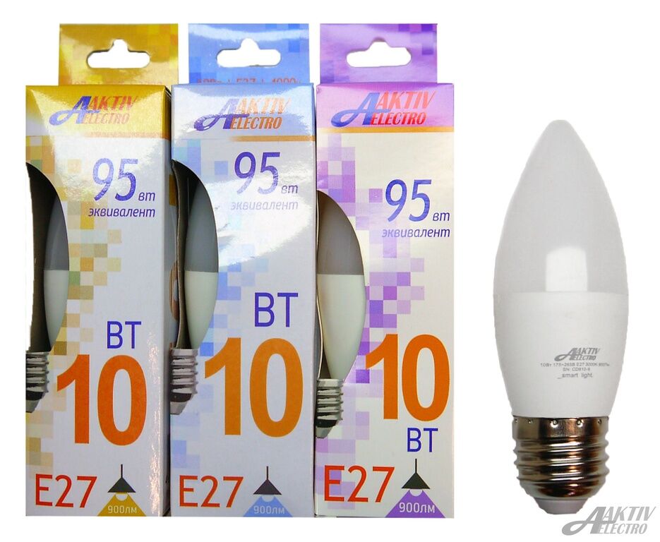 Лампа светодиодная LED-C37-Regular 10Вт 175-265В Е14 6500К 850Лм СВЕЧА