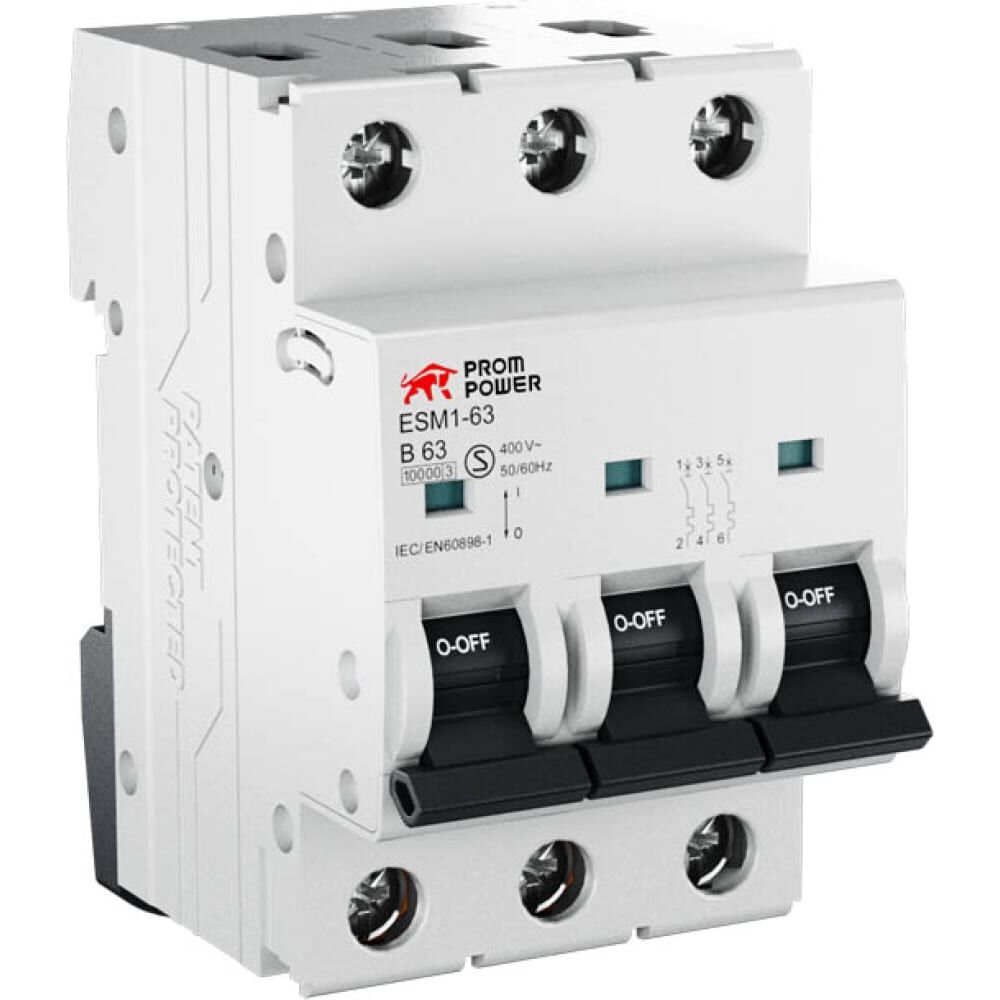 Автоматический выключатель Prompower esm1-63 (10ka), 32a, характеристика b, количество полюсов: 3p ESM163B323