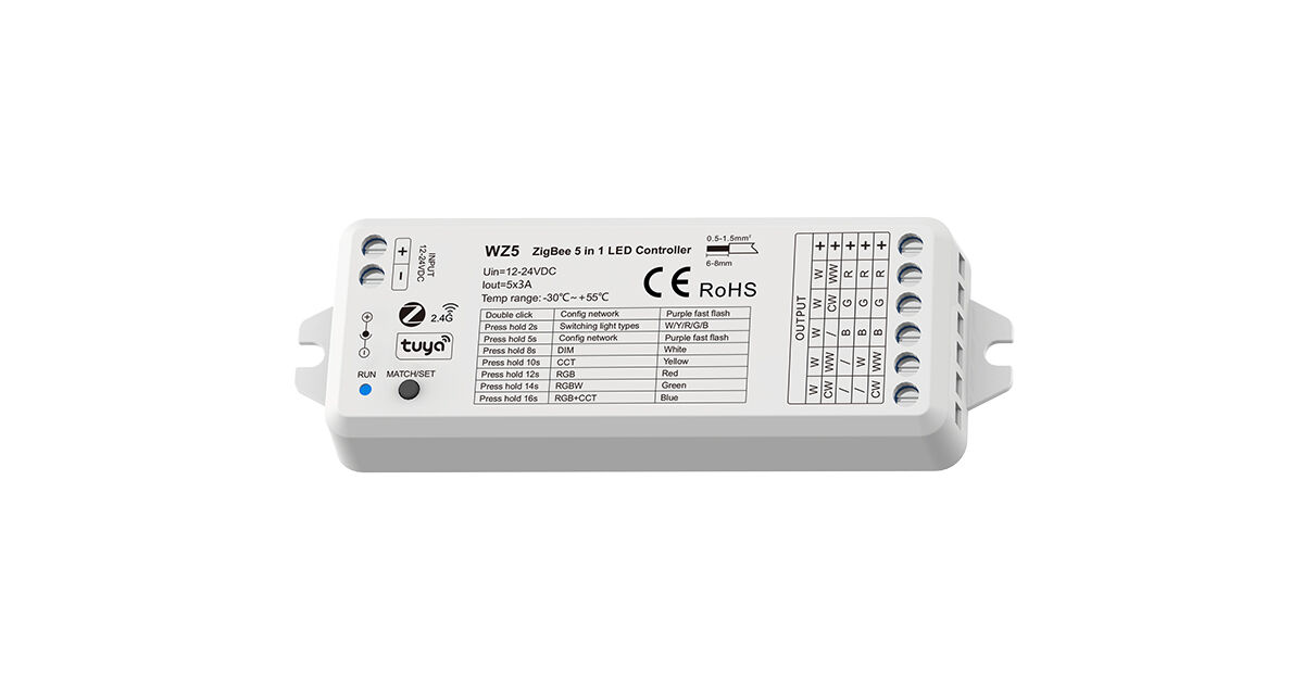 WZ5 Zigbee & RF Контроллер (диммер) 5функций 15А 12/24V CCT\RGB\RGBW\RGBWCCT