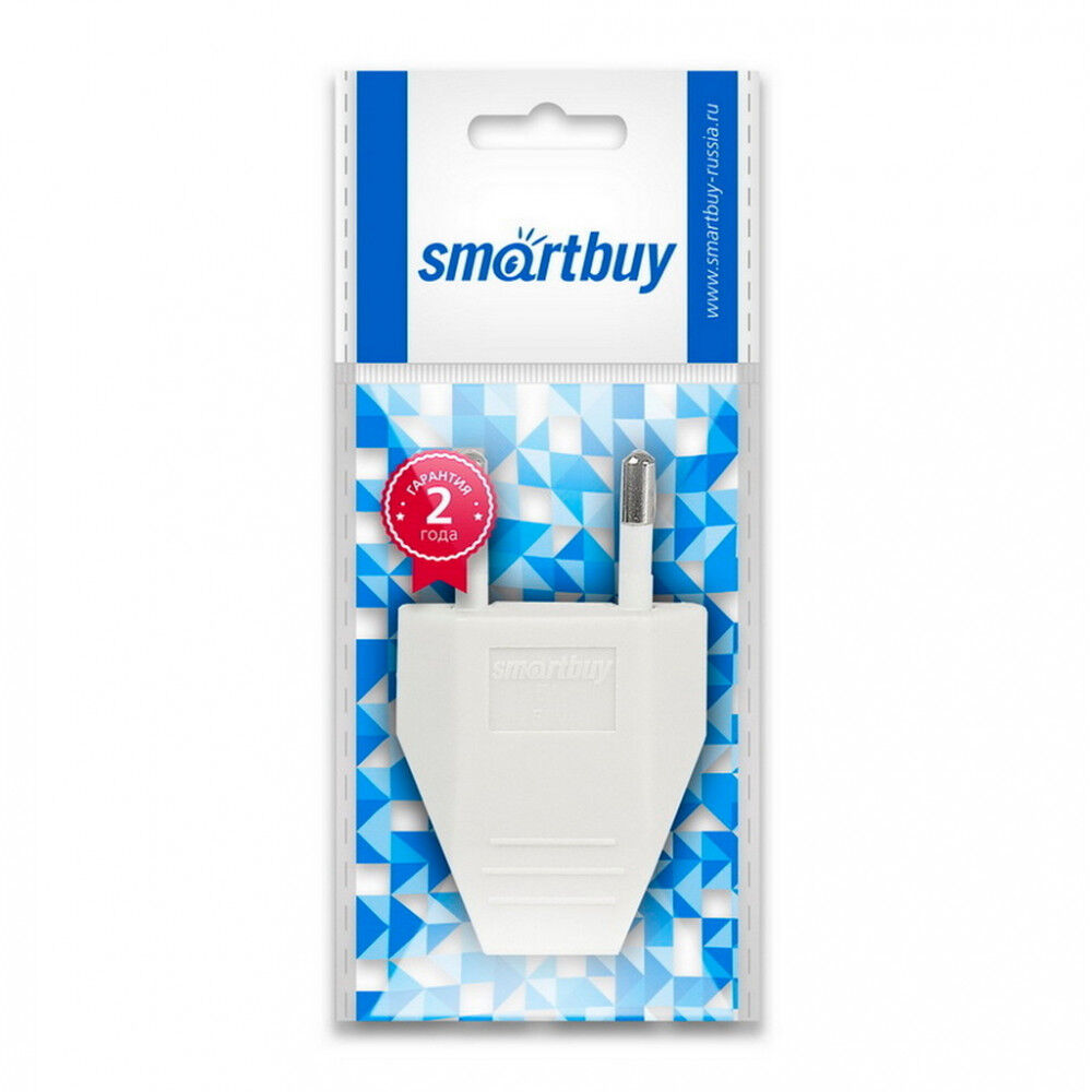 Вилка Smartbuy, плоская белая 2,5А