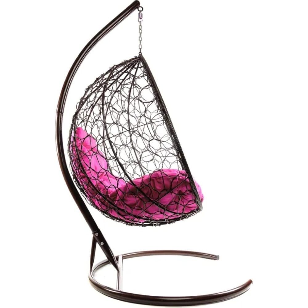 Подвесное кресло ООО Макс Мастер КАПЛЯ с ротангом коричневое, розовая подушка 11020208