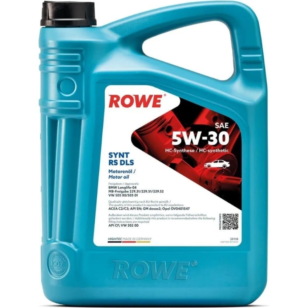 Моторное масло для легкового транспорта ROWE HIGHTEC SYNT RS DLS SAE 5W-30 20118-0050-99 Rowe