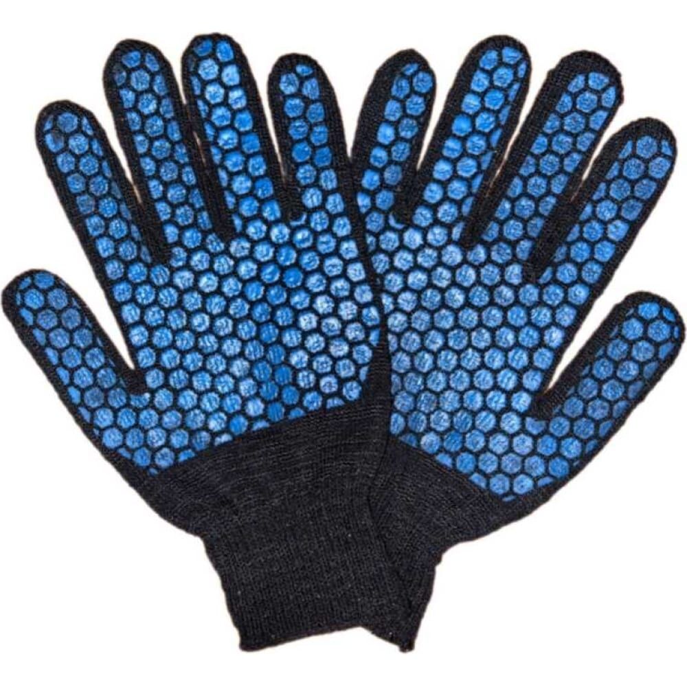 Трикотажные перчатки ПРОМПЕРЧАТКИ с ПВХ "соты", 5 нитей, 10 класс, черные, 100 пар в упаковке ПП-27028/100