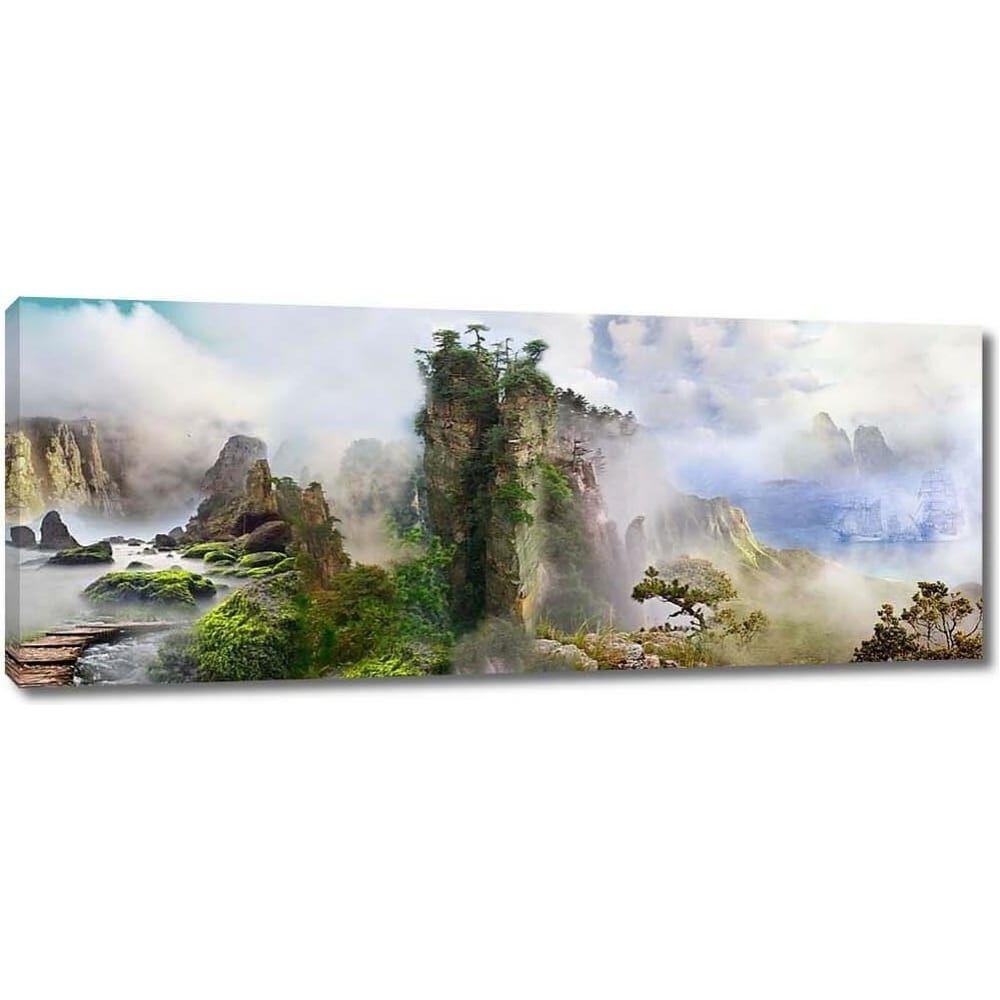 Картина ООО Первое ателье Панорама со скалами в тумане 115x46 см ps28435-5