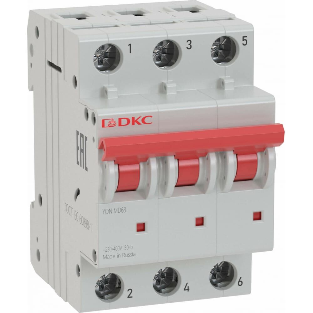 Автоматический модульный выключатель DKC YON MD63 3P 50А C 10kA MD63-3C50-10