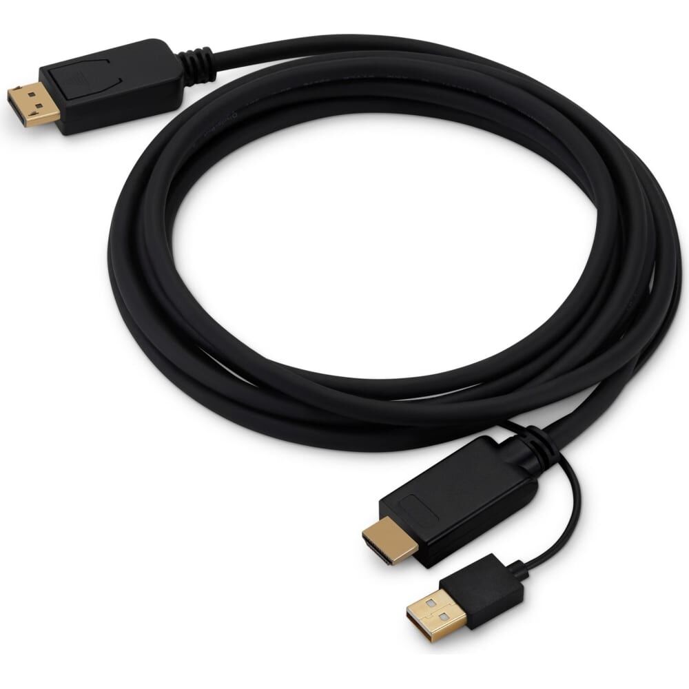 Кабель аудио-видео BURO HDMI (m)/DisplayPort (m) 3 м, позолоченные контакты, черный (HDMI-DP-3M) 1850708