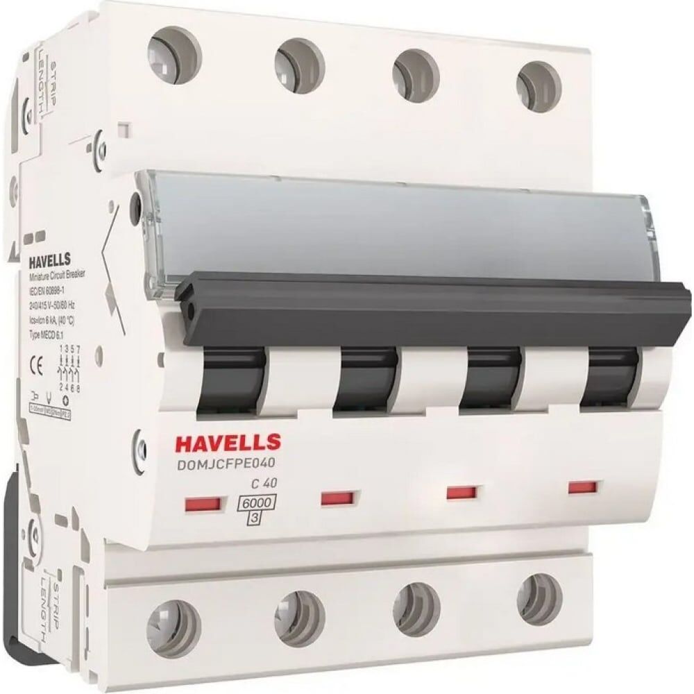 Автоматический выключатель Havells 4P 6kA, C-40A, 4M. 7701614