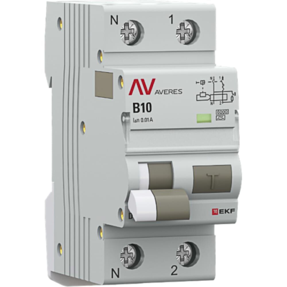 Автоматический выключатель дифференциального тока EKF AVERES DVA-6 1P+N 10А (B) 10мА (A) 6кА rcbo6-1pn-10B-10-a-av
