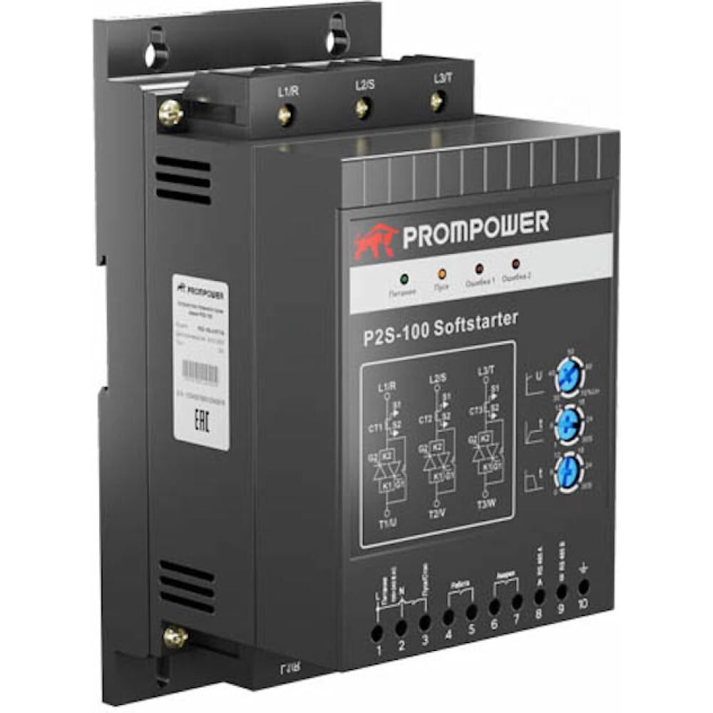 Устройство плавного пуска Prompower p2s-100-4-3t7-b-b, напряжение 400В, мощность 3,7 кВт, 7,5а P2S10043T7BB