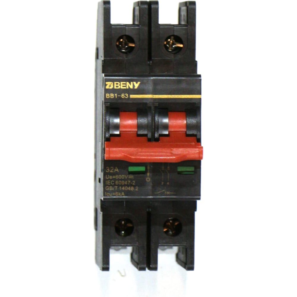 Автоматический выключатель постоянного тока ZJBeny 2П 32А В 600V характеристика В, BB1-63 2P 32 600V