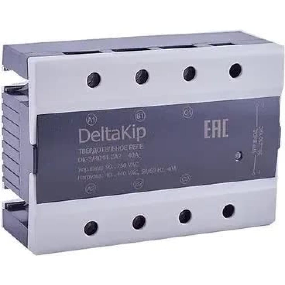 Трехфазное твердотельное реле для коммутации резистивной нагрузки DELTAKIP Delta-Kip DK3-4044.ZA2, 40А, 90...250VAC DK-F