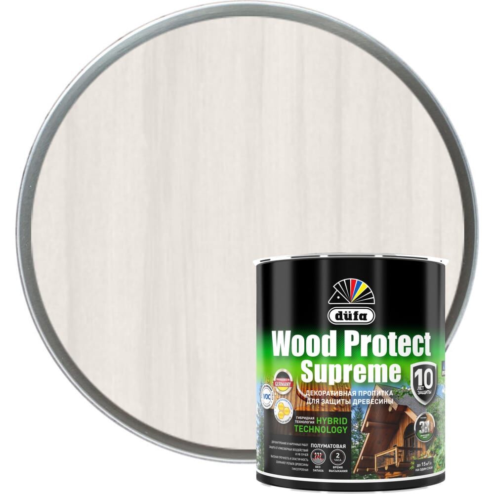Пропитка Dufa WOOD PROTECT Supreme, белая 0,75 л МП00-008384