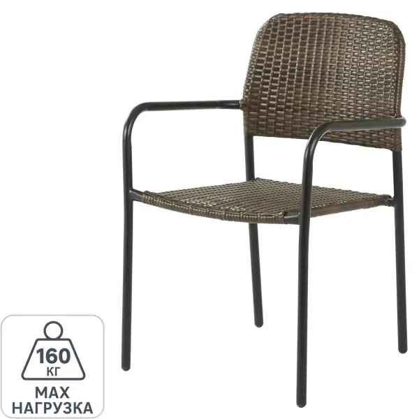 Кресло садовое Zena Fix 55x84.5x60 см, искусственный ротанг, цвет тёмно-коричневый Без бренда None