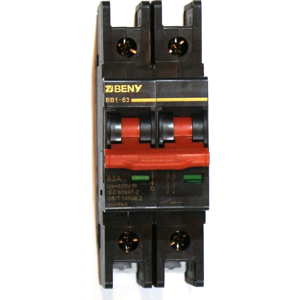 Автоматический выключатель постоянного тока ZJBeny 2П 63А В 600V характеристика В, BB1-63 2P 63 600V