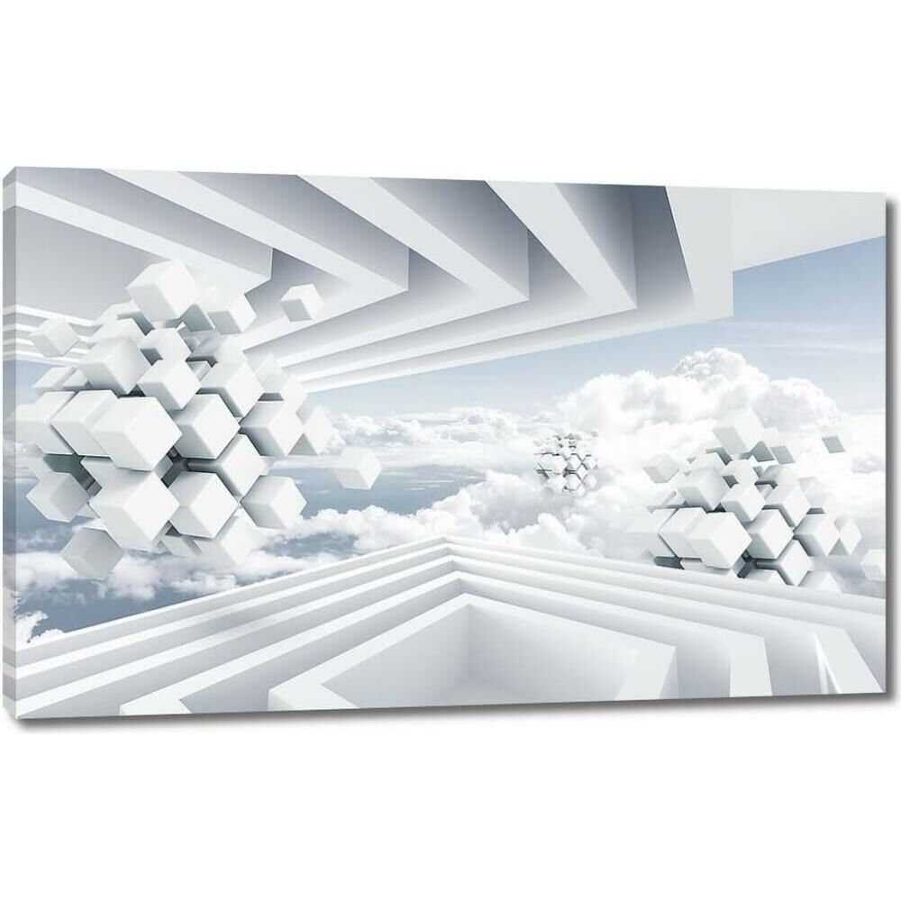 Картина ООО Первое ателье Белые парящие сборные кубы 115x72 см ps135988-5