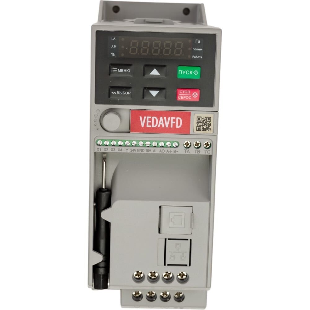Преобразователь частоты VEDA VFD vf-51-pk75-0004-s2-e20-b-h, 0,75квт, 220в, ip20 ABA00002