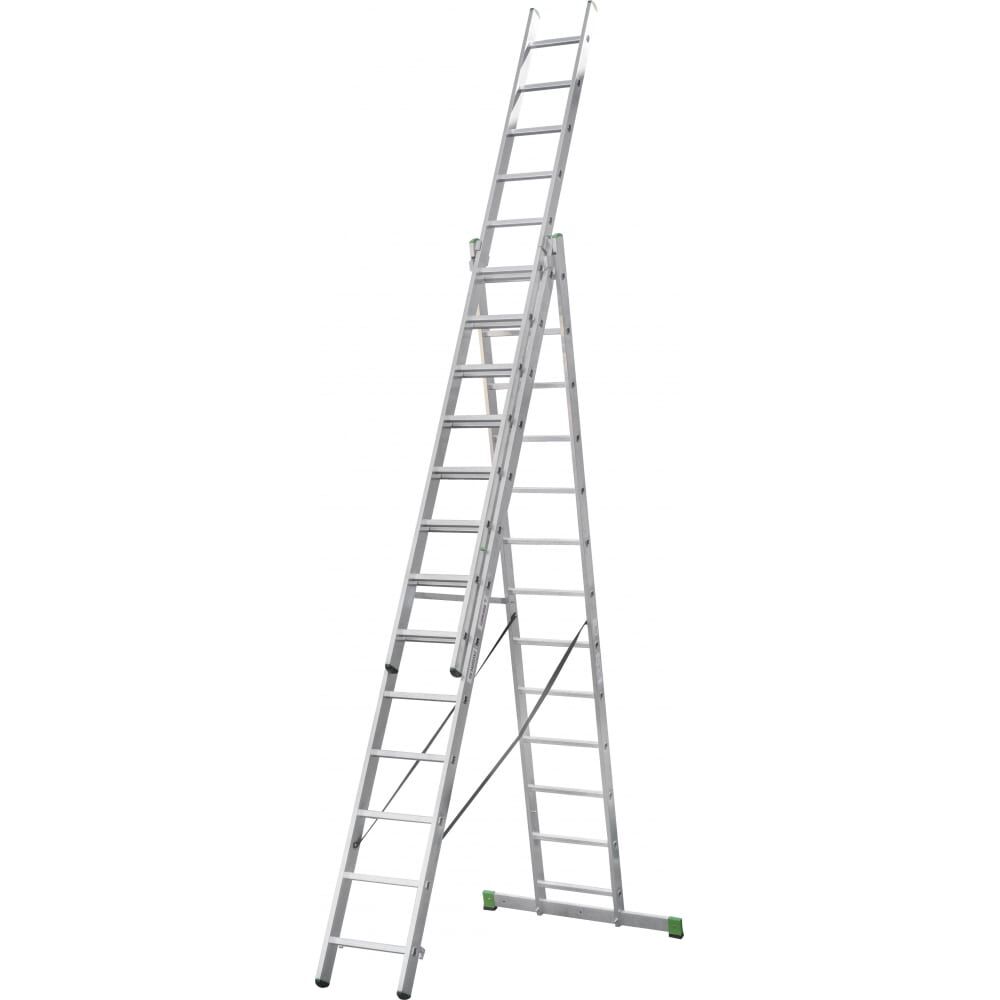 Алюминиевая трехсекционная лестница Новая Высота 3х13 ступеней 2230313