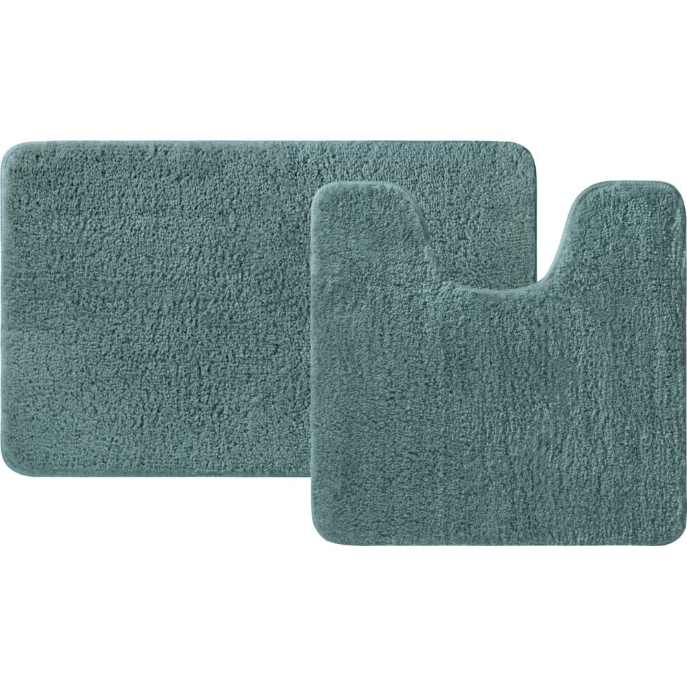 Набор ковриков для ванной комнаты IDDIS 50x80 + 50x50, микрофибра, темно-зеленый BSET06Mi13