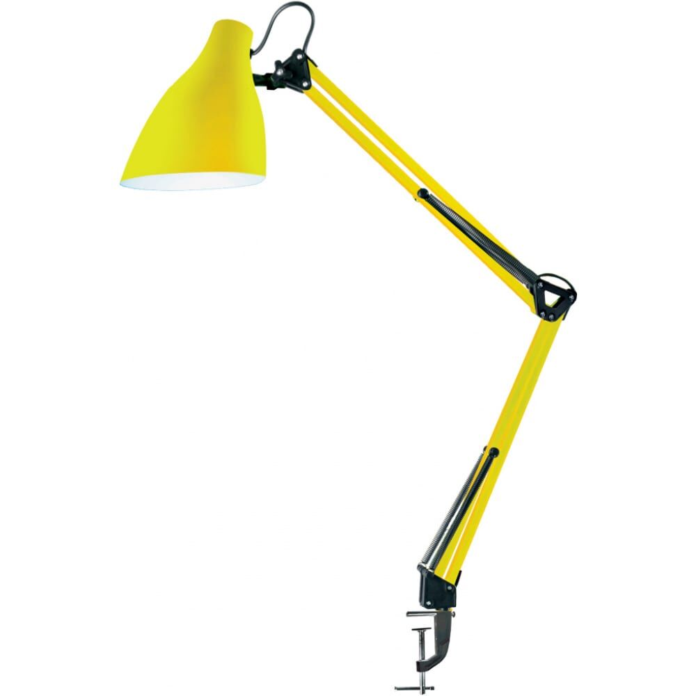 Настольный светильник Camelion KD-335 C07 желтый, с металлической струбциной, 230V, 40W, E27 13880