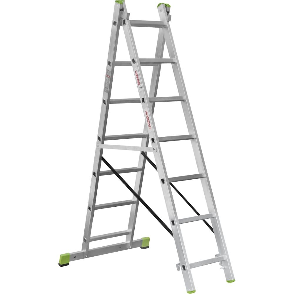 Двухсекционная алюминиевая лестница Новая Высота 2х7 ступеней 2220207