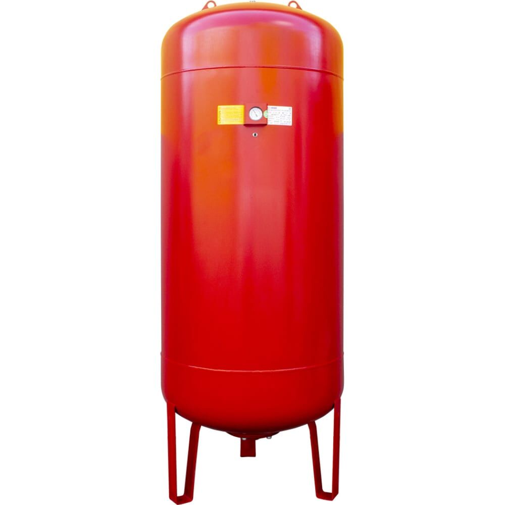 Вертикальный бак с ножками и манометром CRUWA 1000 л, 10 бар, 2", красный, мембрана epdm CRW1000 VMRED