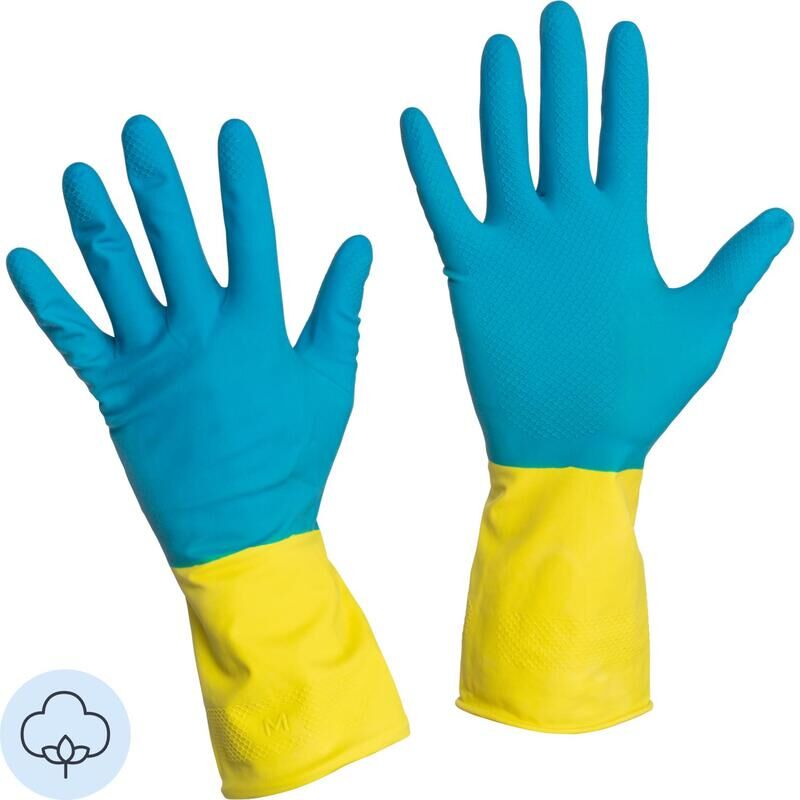 Перчатки латексные Bicolor синие/желтые (размер 8, М) NoName