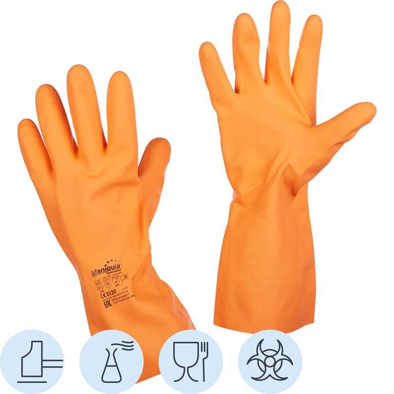 Перчатки КЩС латексные Manipula Specialist Цетра L-F-04/CG-947 оранжевые (размер 10-10.5, XL)