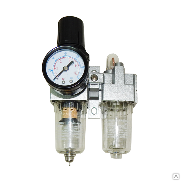 Блок подготовки воздуха Фильтр-регулятор+маслораспылитель в комплекте с манометром и кронштейном G1/8" AC2010-01