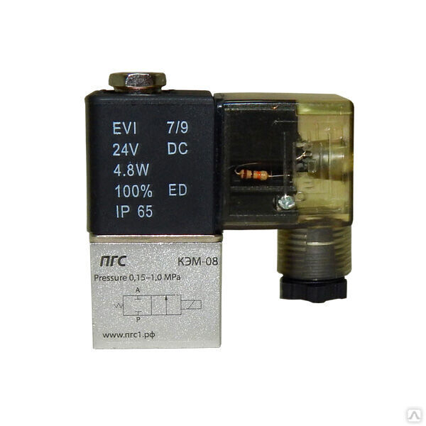 Клапан с ЭМУ G1/4", 0-0.7MPa 2V-025-08-DC24V 2/2 НЗ