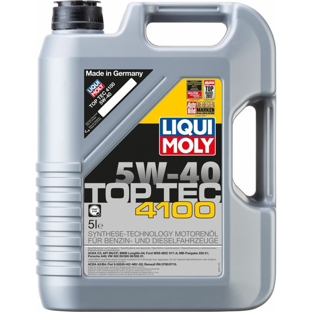 НС-синтетическое моторное масло LIQUI MOLY Top Tec 4100 5W-40 SN C3