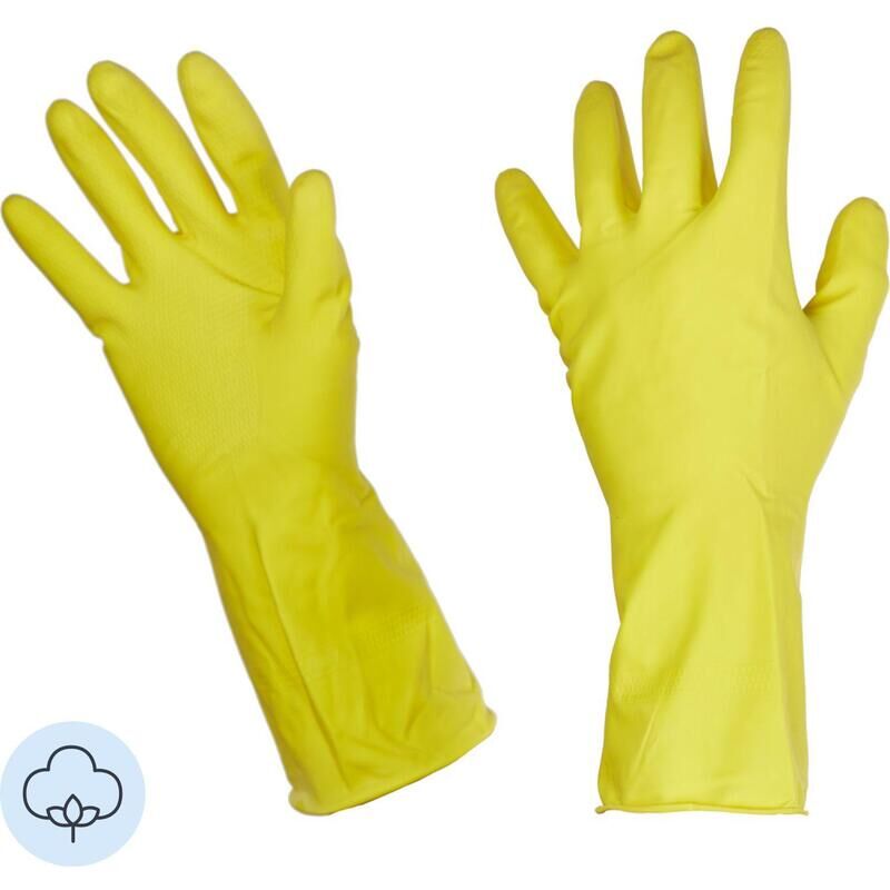 Перчатки латексные Paclan Professional с хлопковым напылением желтые (размер 7, S)