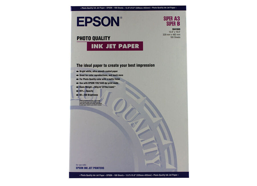 Фотобумага Epson Photo Quality Ink Jet Paper, A3+, 102 г/м2, 100 листов (C13S041069)