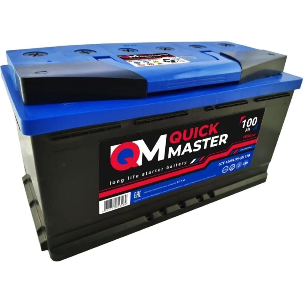 Аккумуляторная батарея Quick Master SP 6СТ-100 (R)-(0) 780А, 353x175x190