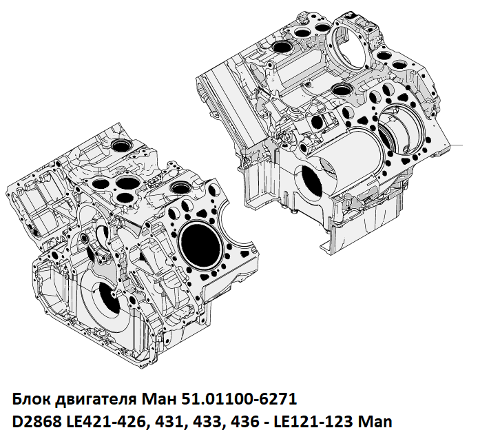 Блок двигателя Ман D2868LE 421-426, 431, 433, 436 - LE121-123 Man 51.01100-6271, 51011006271