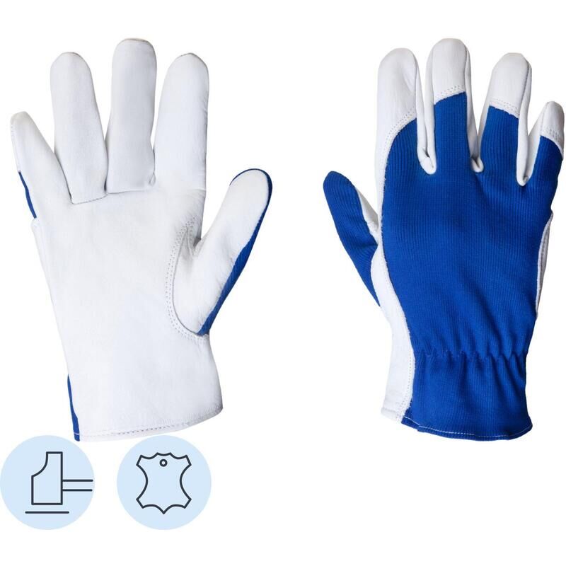 Перчатки рабочие Jeta Safety Locksmith JLE321 кожаные синие/белые (размер 8, M)