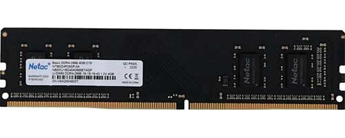 Оперативная память Netac DDR4 4GB 2666MHz NTBSD4P26SP-04 Basic RTL PC4-21300 CL19 DIMM 288-pin 1.2В single rank Ret