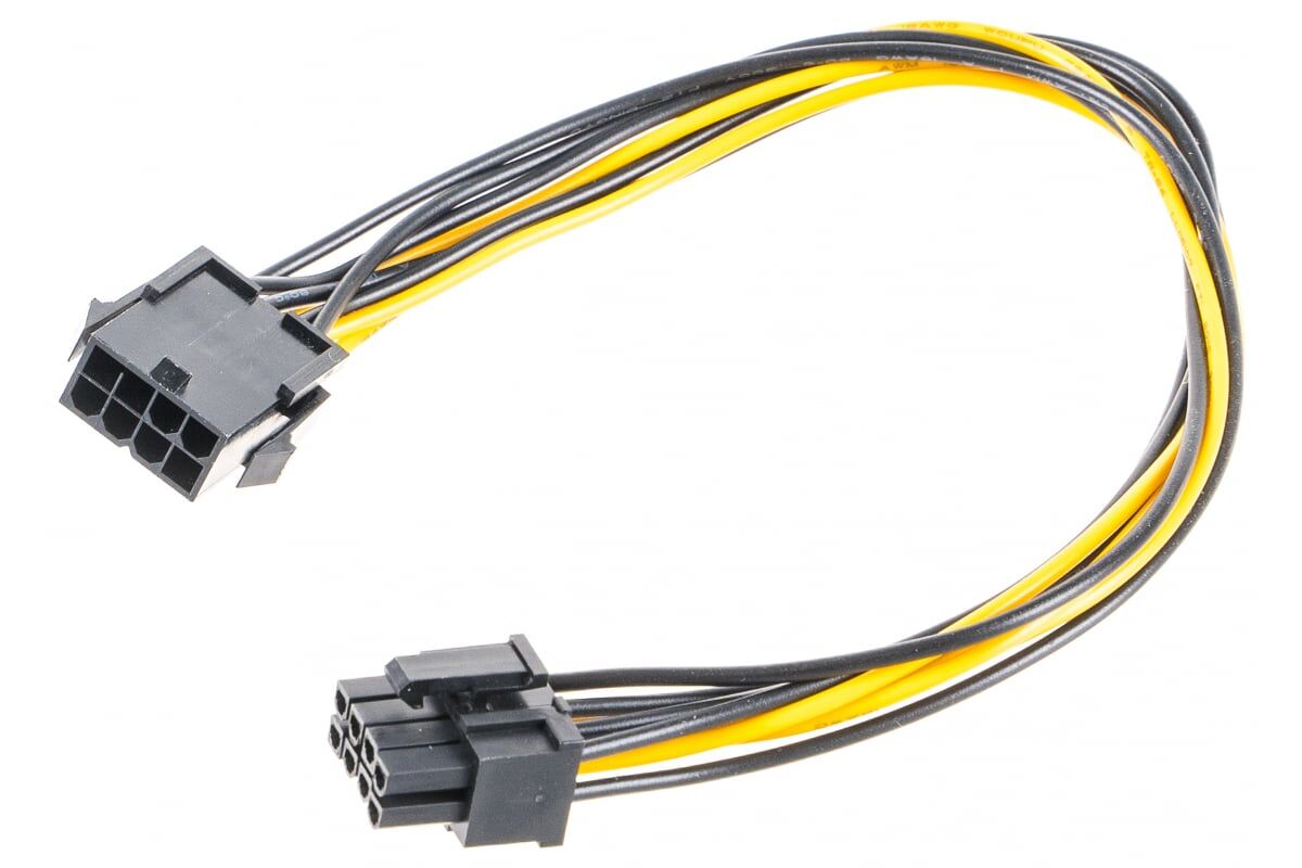 Удлинитель кабеля питания PCI-Express 6+2pin M/ PCI-Express 8pin F, 30см "Cablexpert" 1