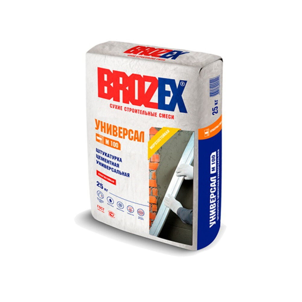 Штукатурка цементная Brozex М100 Универсал для наружных и внутренних работ 25 кг