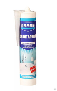 Герметик силиконовый санитарный прозрачный KRASS, 300 мл 