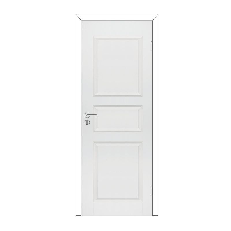 Дверь с притвором "Каспиан" М9х21 845х2050мм с замком, филенчатое крашенное белое Олови