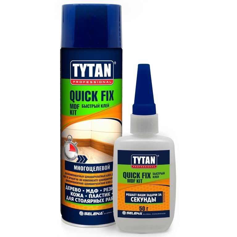 Клей двухкомпонентный цианоакрилатный для МДФ прозрачный Tytan Professional 200 мл/50г