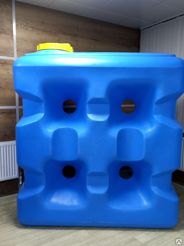 Бак пластиковый прямоугольный 2000 литров (2 куб.м) для запаса питьевой или технической воды, дизельного топлива
