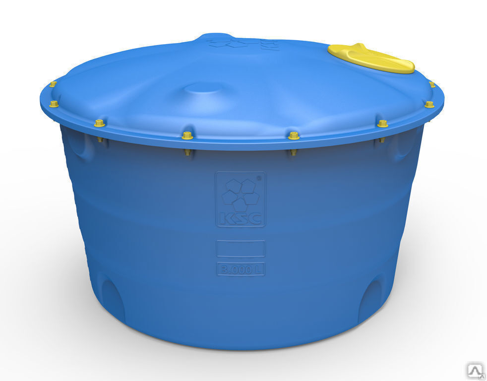Бак пластиковый с крышкой для водоснабжения 3000 л универсальный круглый