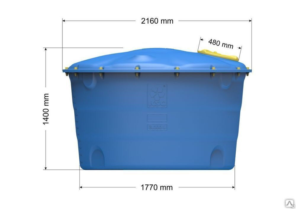 Бак пластиковый с съемной крышкой для бассейна 3000 л 4