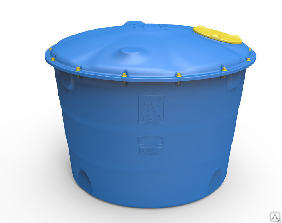 Бак пластиковый с крышкой для водоснабжения 5000 л универсальный круглый