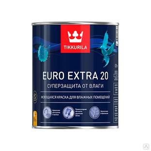 Краска акриловая Tikkurila Euro Extra 20 влагостойкая моющаяся полуматовая белый 0.9 л 