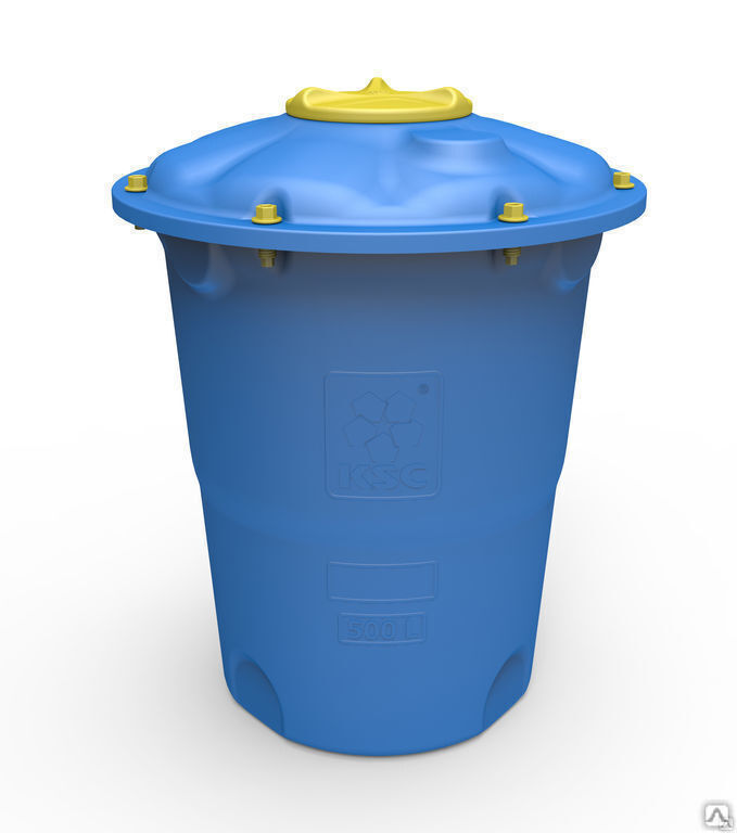 Бак пластиковый с крышкой для водоснабжения 500 л универсальный круглый